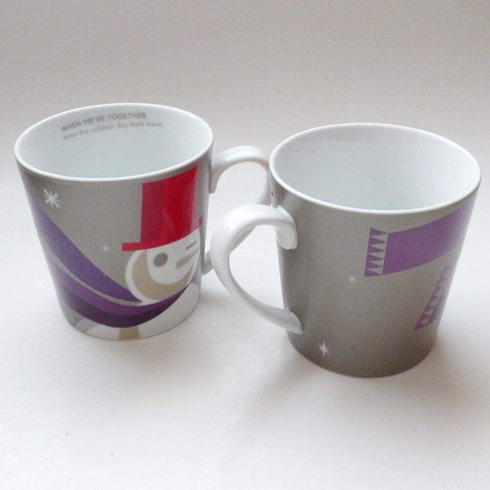 Set Bundle of 2 Starbucks 2011 Holiday Snowman Coffee Mugs Cups Large Size 16 oz - Picture 2 of 13